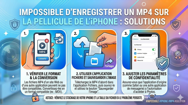 Impossible d'enregistrer un MP4 sur la pellicule de l'iPhone : Solutions